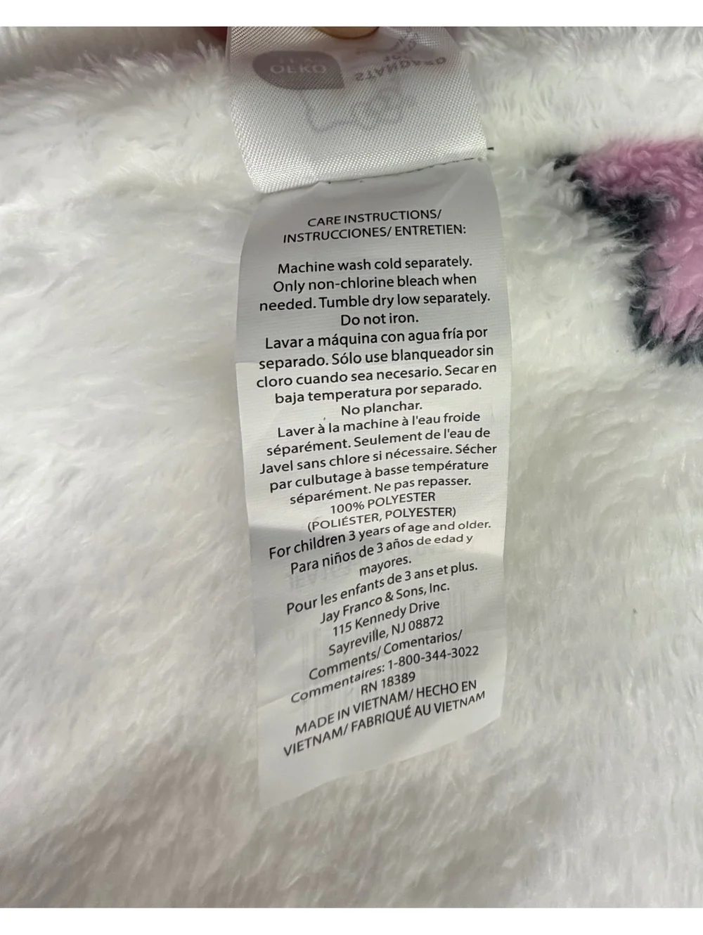 Hello Kitty by Sanrio Plush Throw Blanket Pink Flowers White New Unused